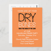DRY BONES Christliches Halloween-Party Einladung Postkarte (Vorne/Hinten)