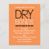 DRY BONES Christliches Halloween-Party Einladung Postkarte (Vorderseite)