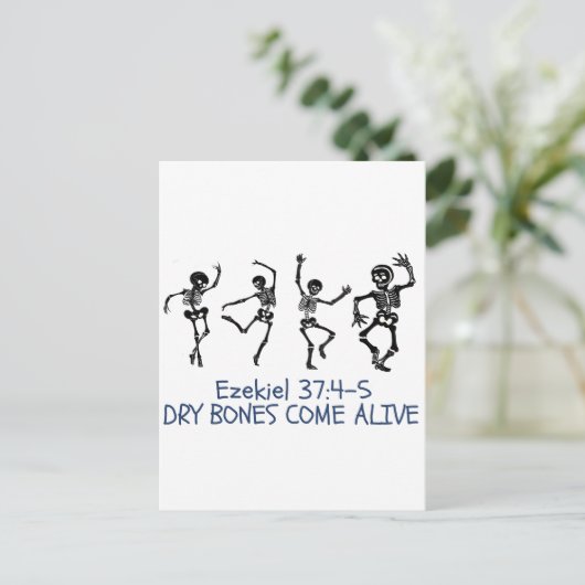 Dry Bones Come Alive Funny Christlich Halloween Einladungspostkarte (Stehend Vorderseite)