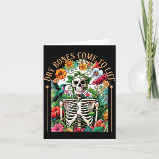 Dry Bones Come Alive Funny Skeleton Floral Christi Karte (Vorderseite)