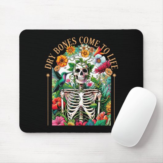 Dry Bones Come Alive Funny Skeleton Floral Christi Mousepad (Mit Mouse)
