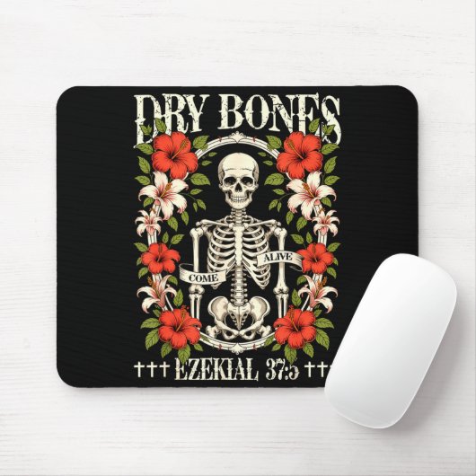 Dry Bones Come Alive Funny Skeleton Floral Christi Mousepad (Mit Mouse)