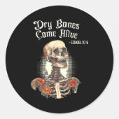 Dry Bones Come Alive Skeleton Floral Christian Hal Runder Aufkleber (Vorderseite)