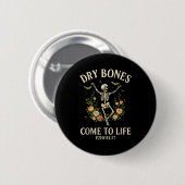 Dry Bones Come To Life Dancing Floral Skeleton Button (Vorne & Hinten)