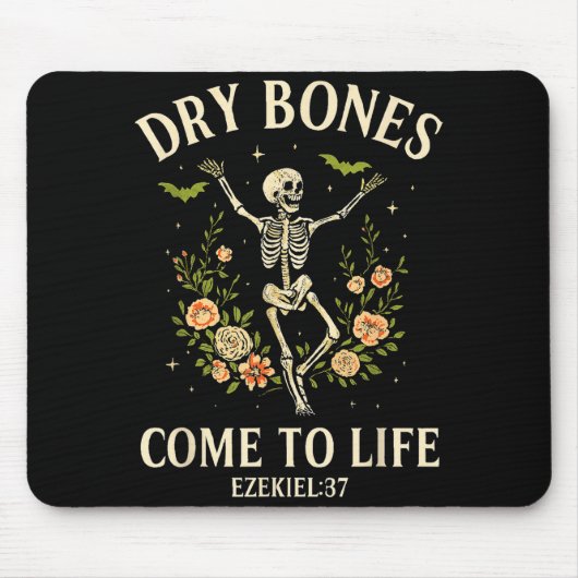 Dry Bones Come To Life Dancing Floral Skeleton  Mousepad (Vorne)