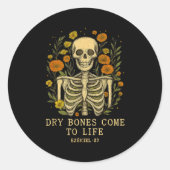 Dry Bones Come To Life Dancing Floral Skeleton  Runder Aufkleber (Vorderseite)