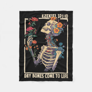 Dry Bones Come to Life Skeleton Floral Ezekiel Fleecedecke
