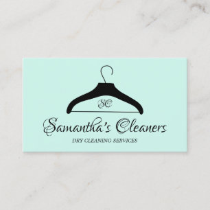 Dry Cleaners Monogram Green Wäundormat Hanger Visitenkarte