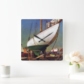 Dry Dock von John Atherton Quadratische Wanduhr (Zuhause)