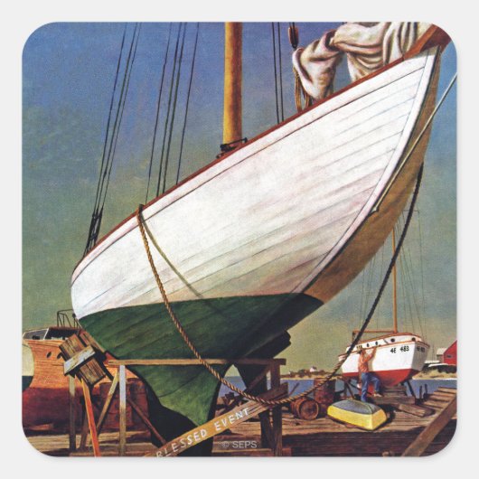 Dry Dock von John Atherton Quadratischer Aufkleber (Vorderseite)