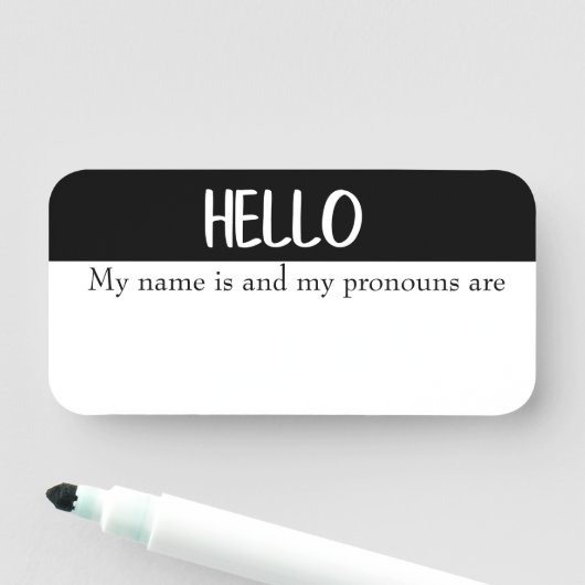 Dry Erase Hello Anpassbare wiederverwendbare Prono Namensschild (Beispiel)