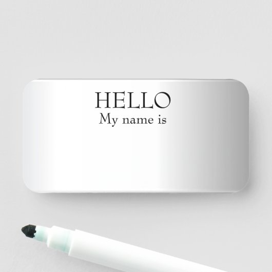 Dry Erase Wiederverwendbar Hallo Silver Namensschild (Beispiel)