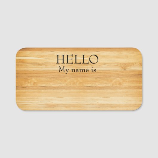 Dry Erase wiederverwendbar Hello Wood Rustic Plank Namensschild (Vorderseite)