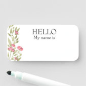 Dry Erase Wiederverwendbare Hello Floral Blume Namensschild (Beispiel)