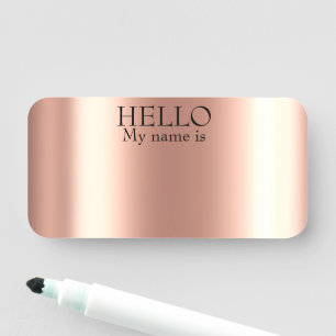 Dry Erase Wiederverwendbare Hello Rose Gold Metal  Namensschild