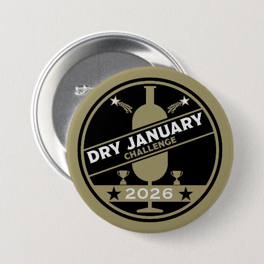 Dry January Challenge Ermutigung Button (Vorne & Hinten)