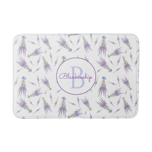 Dry Lavender Blume Bundles Muster Monogram Badematte (Vorderseite)