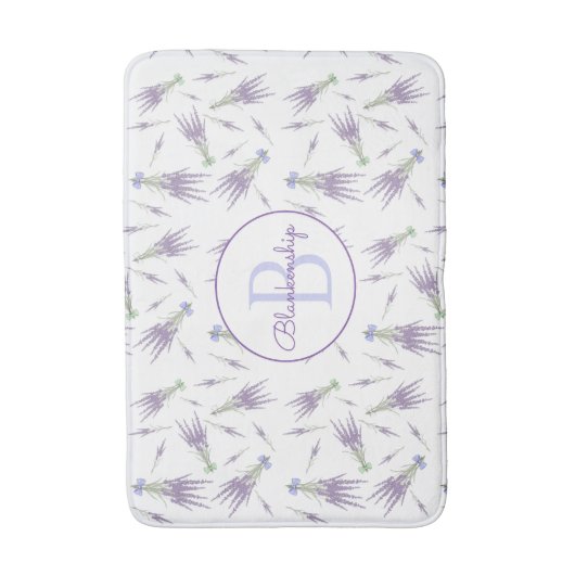 Dry Lavender Blume Bundles Muster Monogram Badematte (Vorderseite Vertikal)