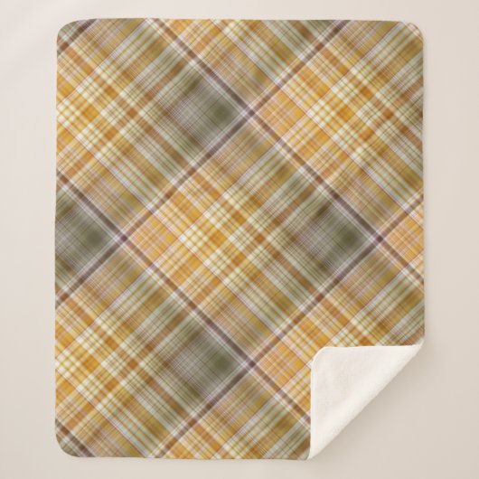 Dry Mais Gelb und Olivengrün Kariert Sherpadecke (Vorderseite)