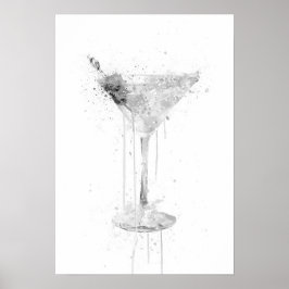 Dry Martini Cocktail Wall Art Print (Grey Edition) Poster