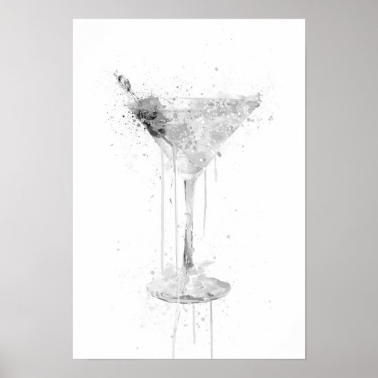 Dry Martini Cocktail Wandkunst-Druck (Graue Editio Poster (Vorne)