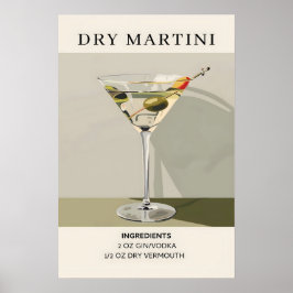 Dry Martini Coctail Poster