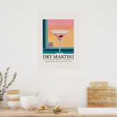 Dry Martini Pink Sunset Retro Art Poster (Küche)