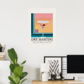 Dry Martini Pink Sunset Retro Art Poster (Heimbüro)