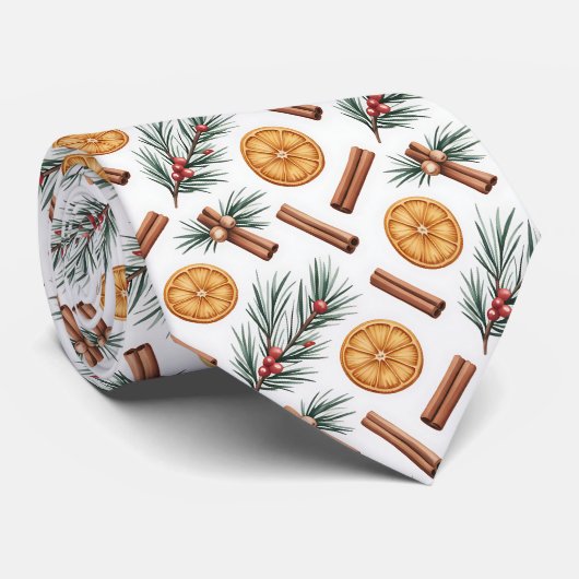 Dry Oranges Cinnamon Sticks Fir Branches Krawatte (Gerollt)