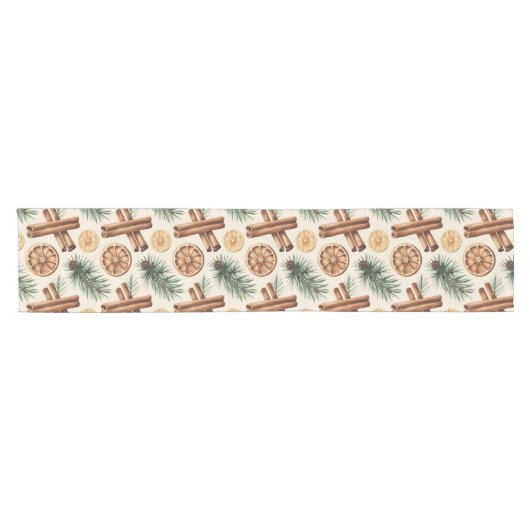 Dry Oranges Cinnamon Sticks Fir Branches Kurzer Tischläufer (Horizontal)