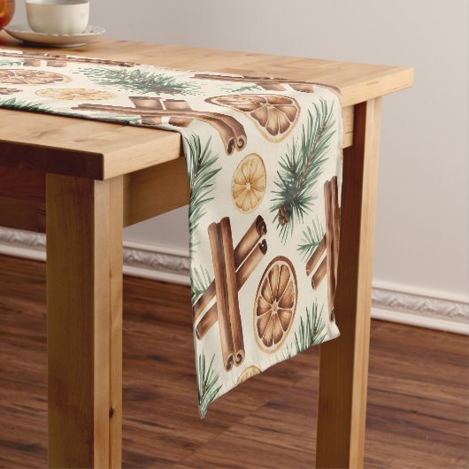 Dry Oranges Cinnamon Sticks Fir Branches Kurzer Tischläufer (Beispiel)