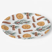 Dry Oranges Cinnamon Sticks Fir Branches Napkins Pappteller (Schrägansicht)