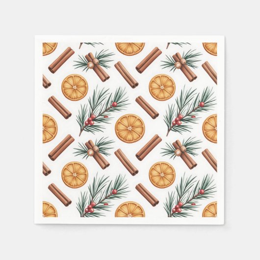 Dry Oranges Cinnamon Sticks Fir Branches Napkins Serviette (Vorderseite)