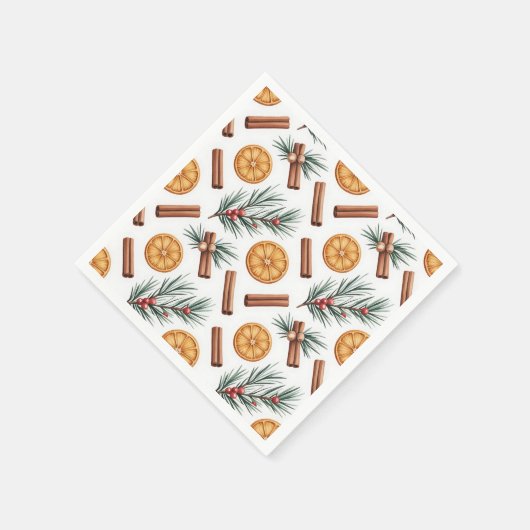 Dry Oranges Cinnamon Sticks Fir Branches Napkins Serviette (Ecke)