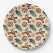 Dry Oranges Cinnamon Sticks Fir Branches Pappteller (Vorderseite)
