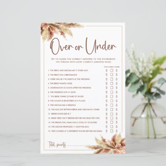 Dry Pampas Grass | Over and under Game Card (Stehend Vorderseite)