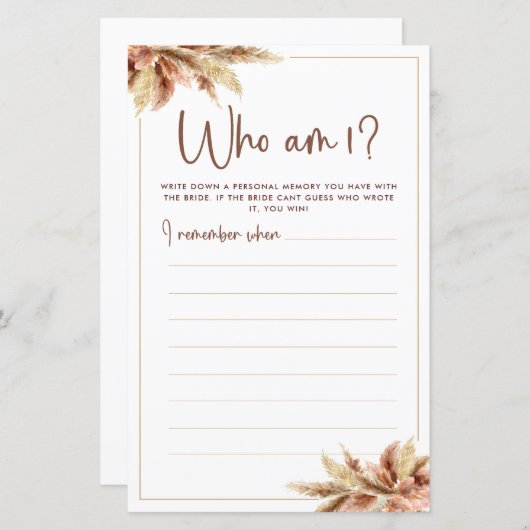 Dry Pampas Grass | Wer bin ich Game Card? (Vorne/Hinten)