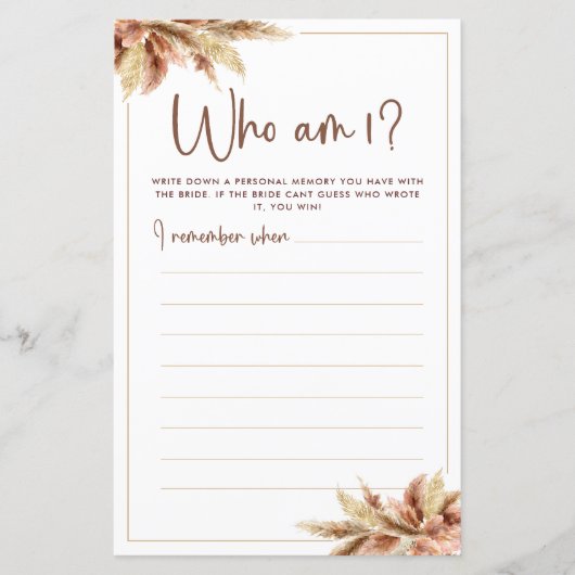 Dry Pampas Grass | Wer bin ich Game Card? (Vorderseite)