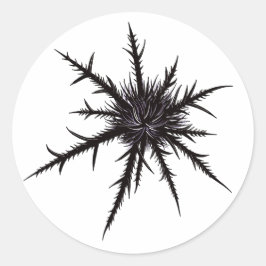 Dry Thistle Sharp Thorns Gotische botanische Kunst Runder Aufkleber