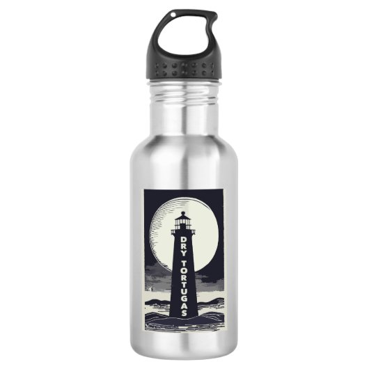 Dry Tortugas Florida Lighthouse Moon Edelstahlflasche (Vorderseite)