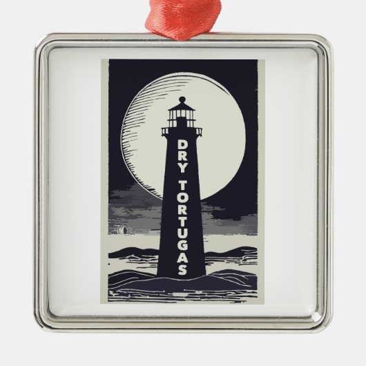 Dry Tortugas Florida Lighthouse Moon Ornament Aus Metall (Vorne)