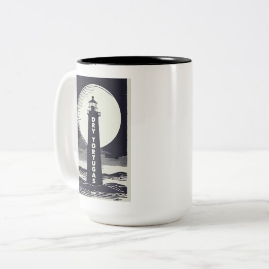 Dry Tortugas Florida Lighthouse Moon Zweifarbige Tasse (Vorderseite Links)