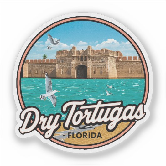 Dry Tortugas Florida Vintage Travel Aufkleber (Vorderseite)