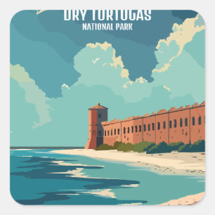 Dry Tortugas Nationalpark Florida Vintage Quadratischer Aufkleber