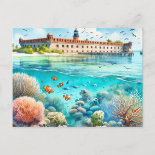 Dry Tortugas Nationalpark Fort Aquarell Feiertagspostkarte