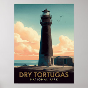 Dry Tortugas Nationalpark Vintage Leuchtturm Poster