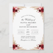 Dry Tropical Blätter und Rose Hochzeit Einladung (Vorderseite)