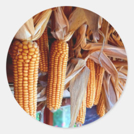 Dry Whole Ear Corn with Husks Runder Aufkleber