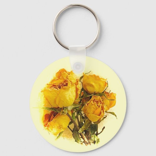 Dry Yellow Rose Blume Schlüsselanhänger (Vorderseite)