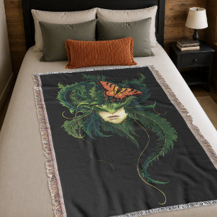 Dryad Green Blätter Butterfly Decke